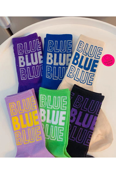 BLUE英文字造型襪子-襪子推薦