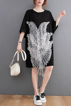 立體白色刺繡蕾絲翅膀造型洋裝-洋裝推薦