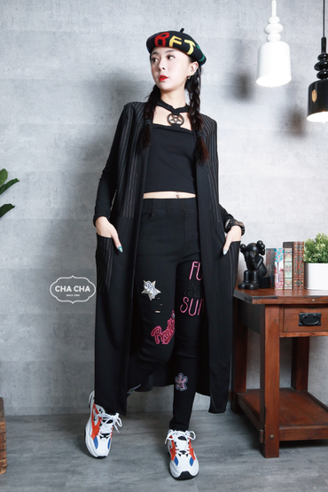 個型又有設計感的拼接條紋背心外罩 長版外套女-長版外套推薦