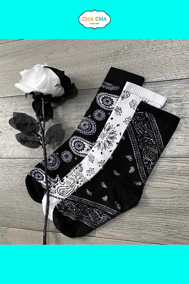 造型黑白幾何變形蟲圖形襪子-襪子推薦