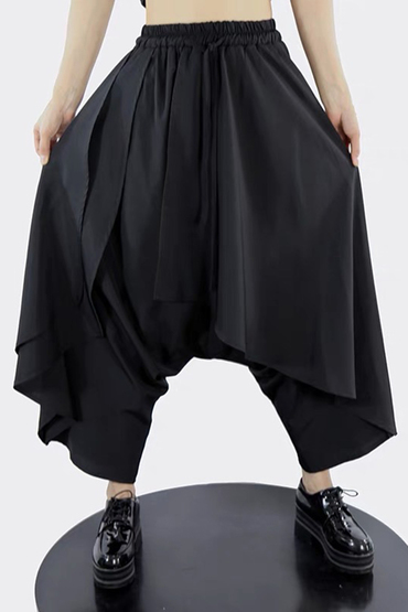 歐美設計風格多層次拼接造型飛鼠褲-褲子推薦