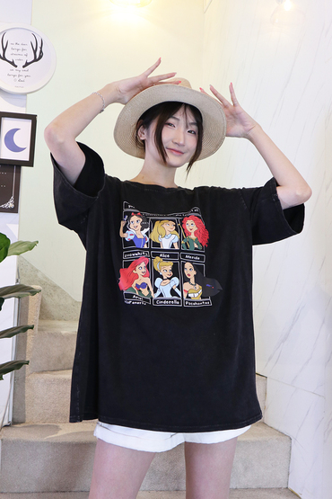 色彩漂亮公主水洗刷色寬鬆造型上衣-上衣推薦