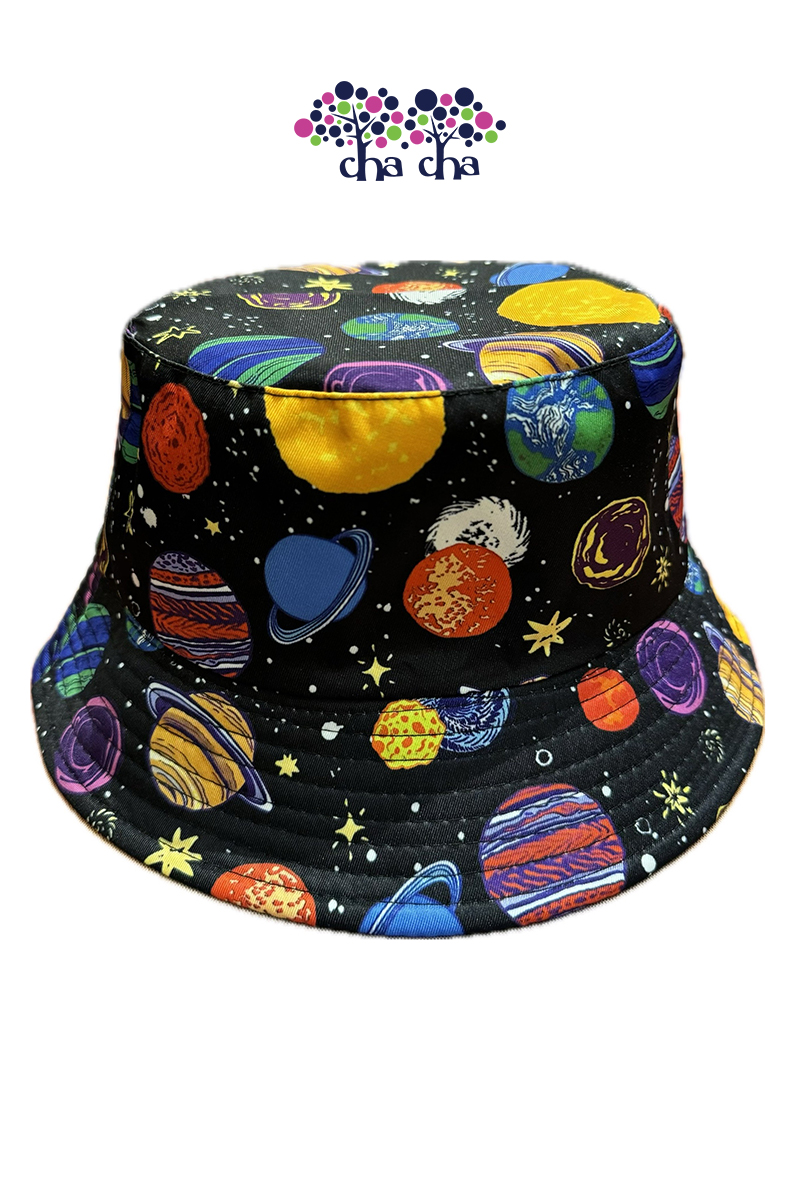彩色宇宙星球雙面戴漁夫帽