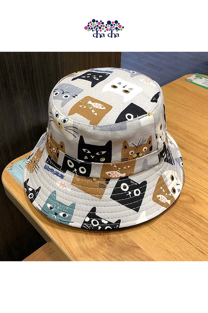 可愛色彩貓咪漁夫帽