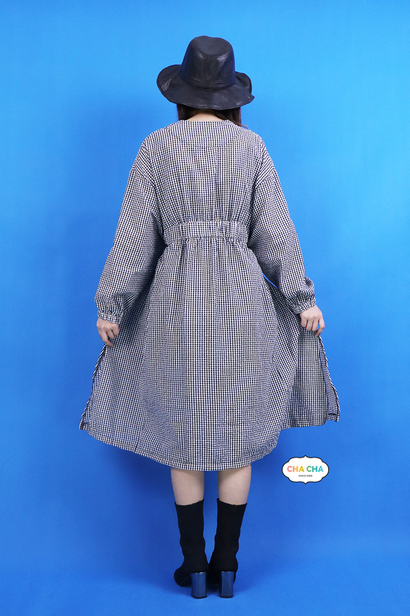 日系甜美可愛風格子襯衫式洋裝-洋裝推薦
