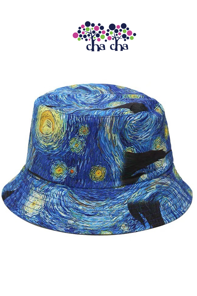 星空油畫雙面戴造型漁夫帽-帽子推薦