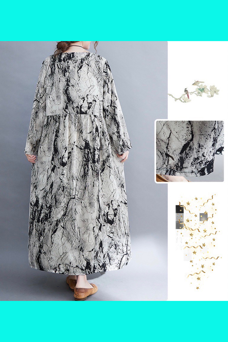 親膚黑白大理石紋質感洋裝-洋裝推薦